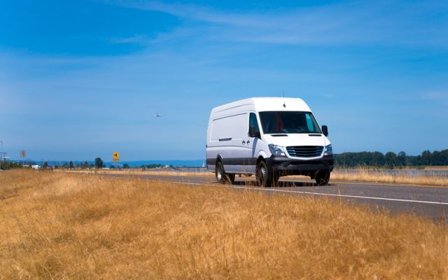 White Cargo Van Blue Skies